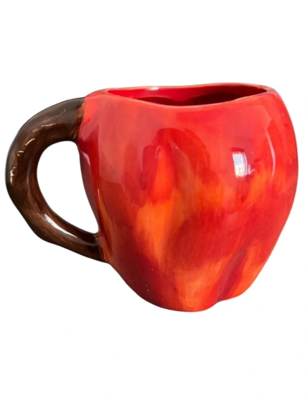 Anthropologie Cider Season Hand Painted Glazed Stoneware 2 Apple Mugs Open Box